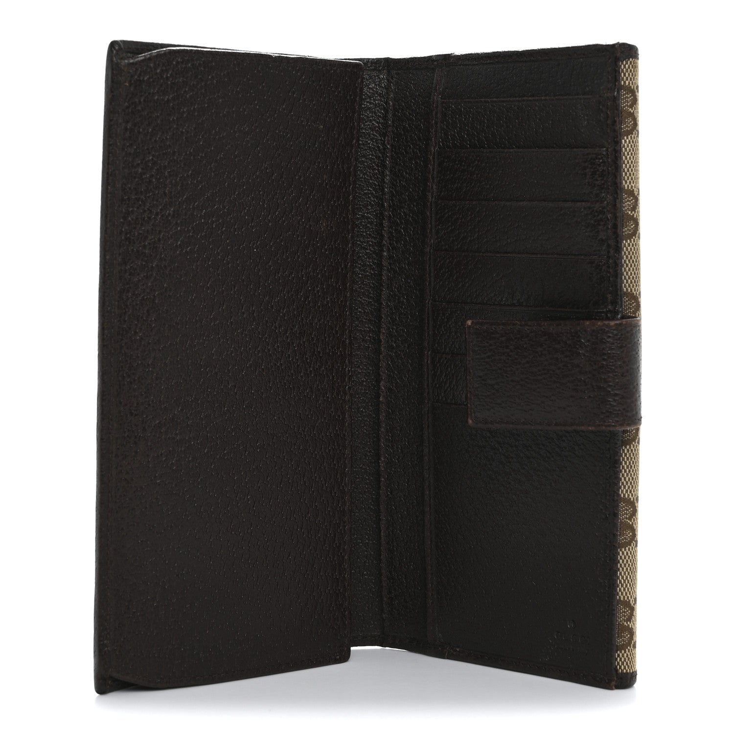Gucci Monogram Metal Bar Continental Flap Wallet Beige Ebony Dark Brown 5 of 16
