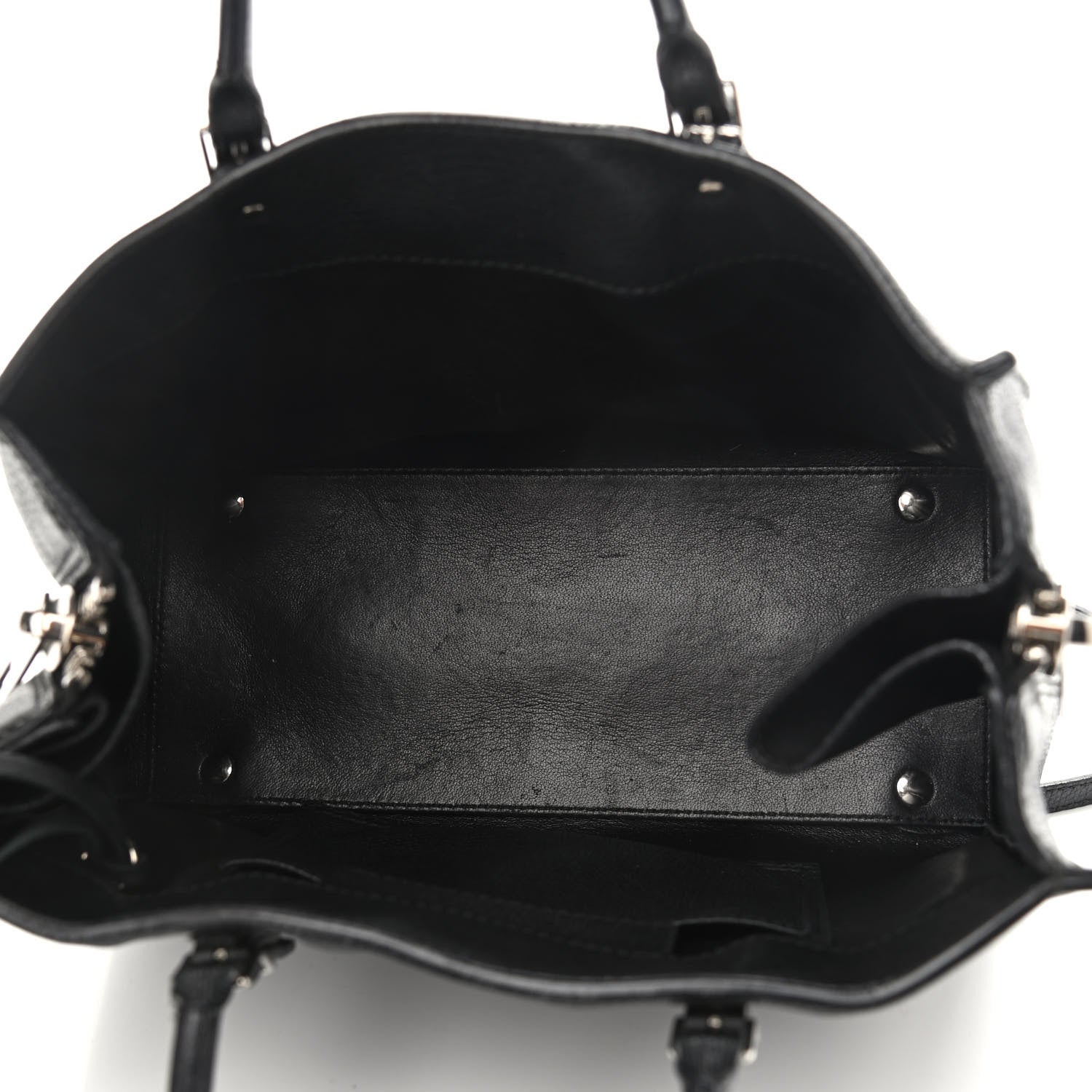 Balenciaga Grained Calfskin Plate Hardware Papier A6 Zip Around Tote Black 4 of 12