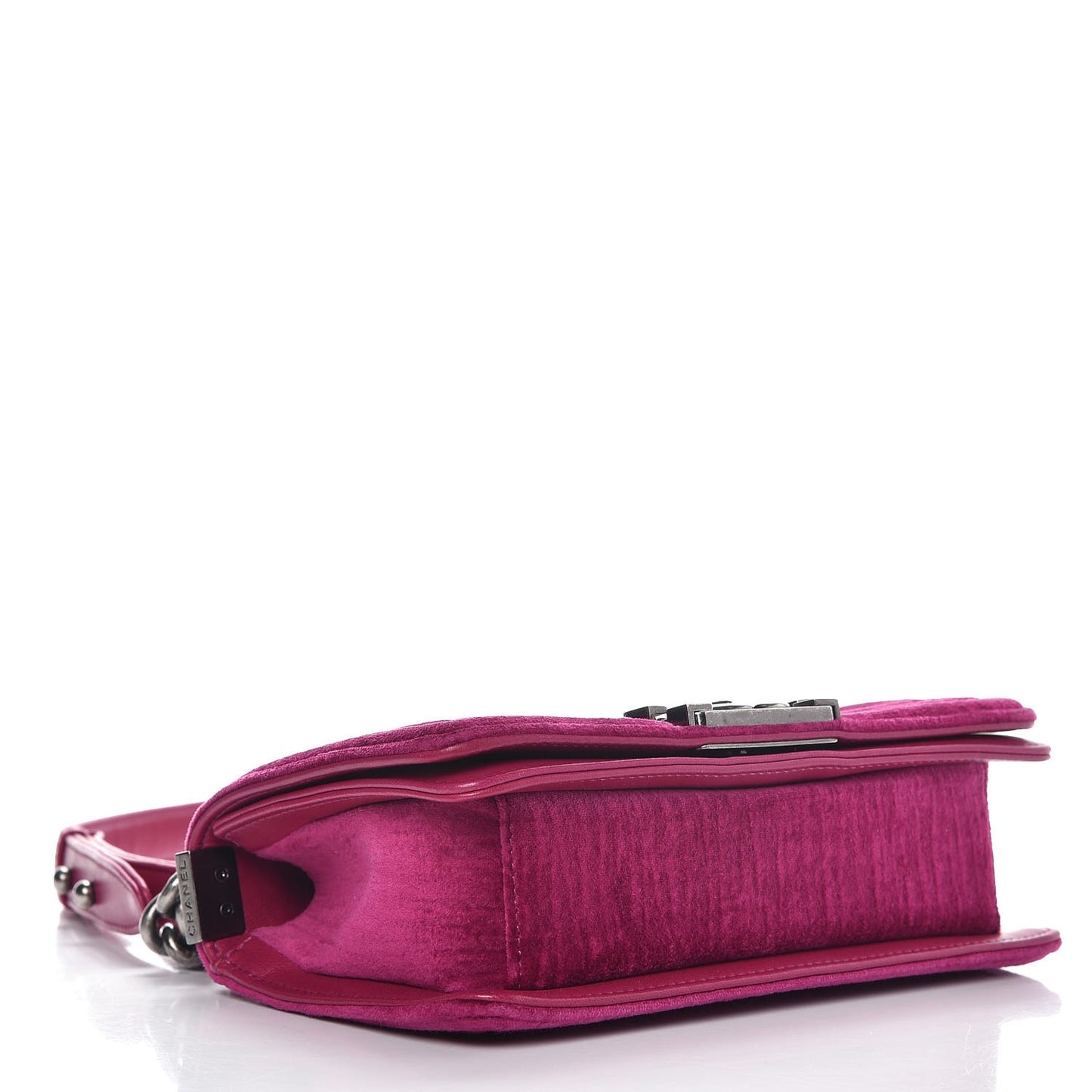 Velvet Quilted Small Boy Flap Fuchsia