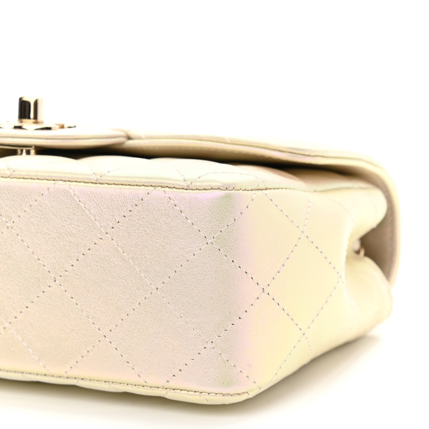 Chanel Iridescent Lambskin Quilted Mini Rectangular Flap Ivory 10 of 11