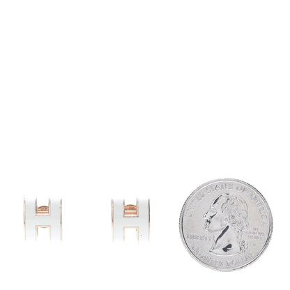 Hermes Rose Gold Lacquered Pop H Earrings Ecru 2 of 5