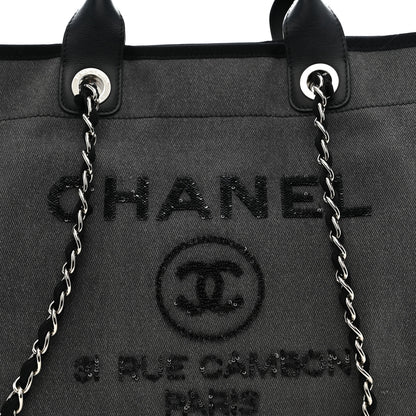 Chanel Canvas Sequin Medium Deauville Tote Charcoal 8 of 11