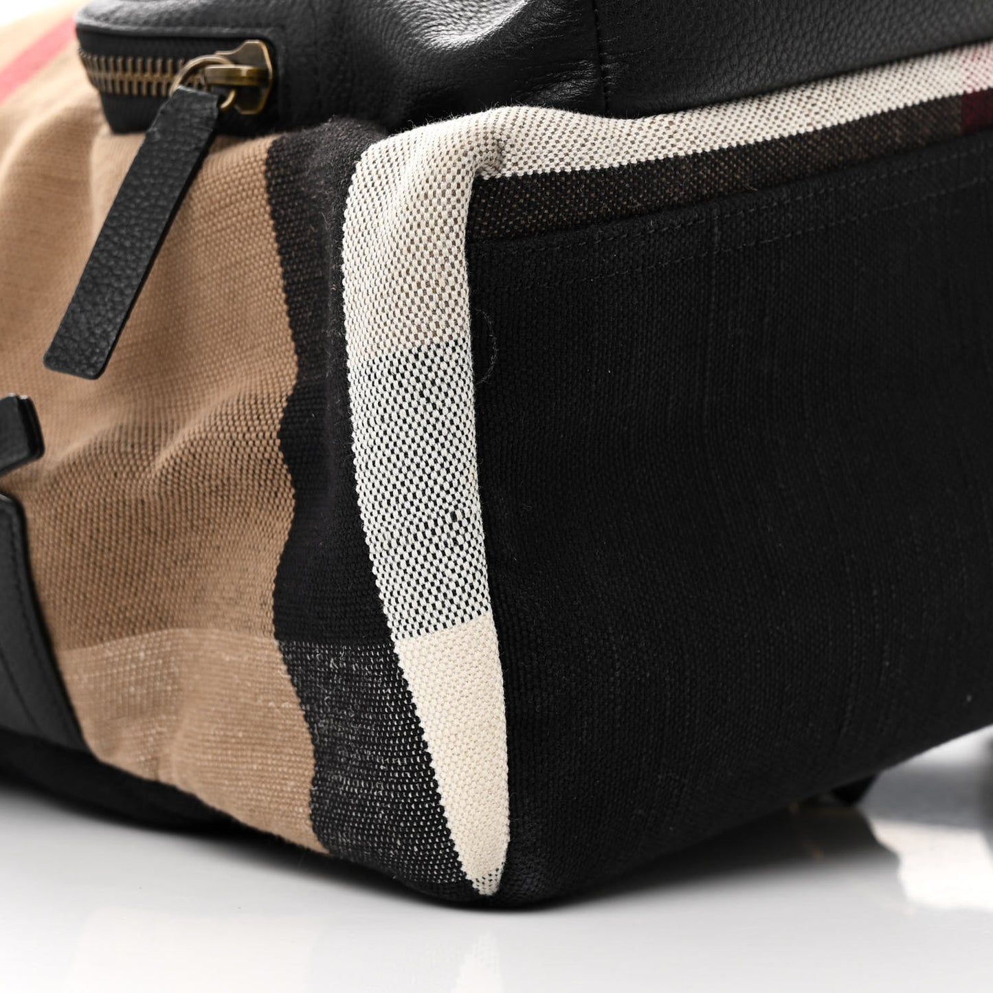 Mega Check Calfskin Abbeydale Simple Backpack Black Camel