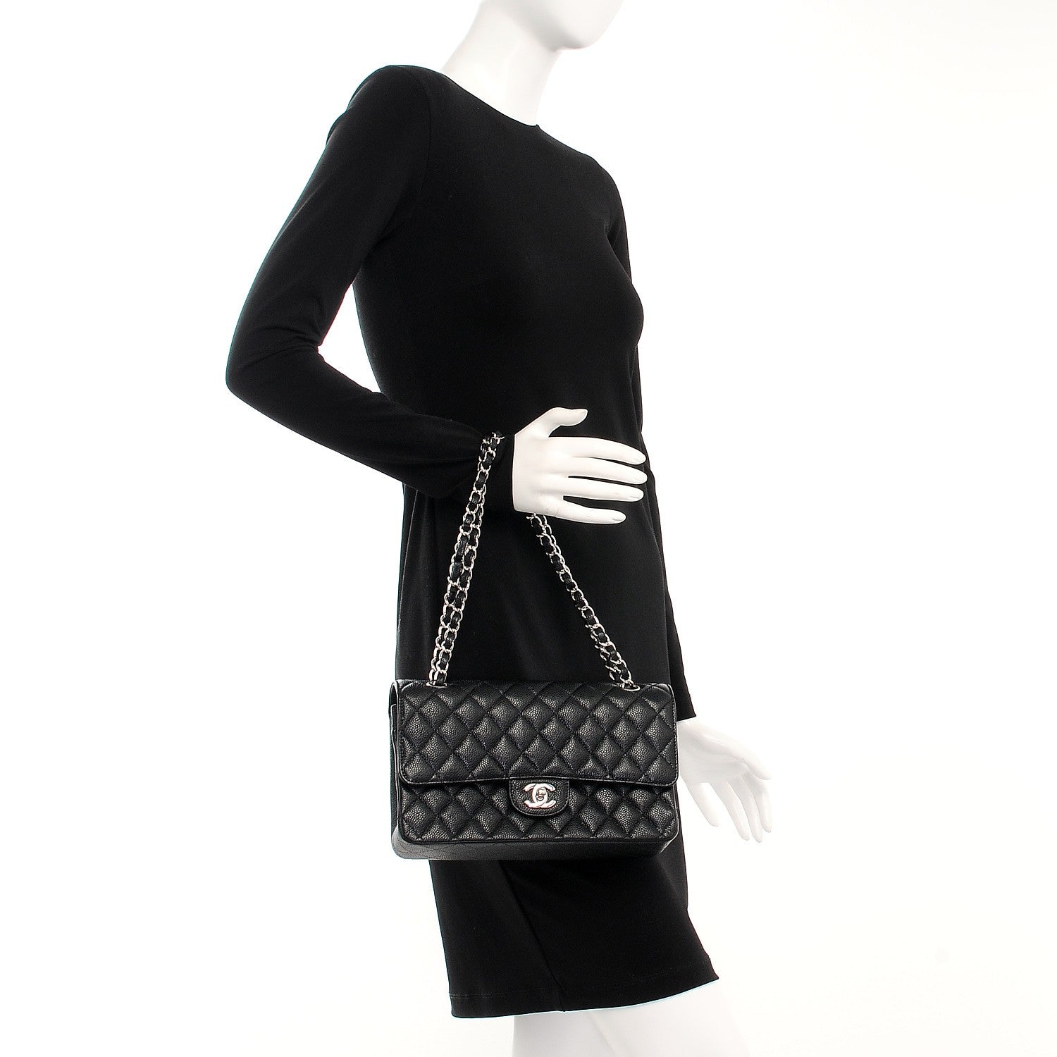 Chanel Caviar Quilted Medium Double Flap Black 2 of 9