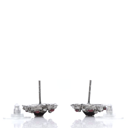 Chanel Pearl Enamel Heart CC Earrings Black Silver 3 of 4