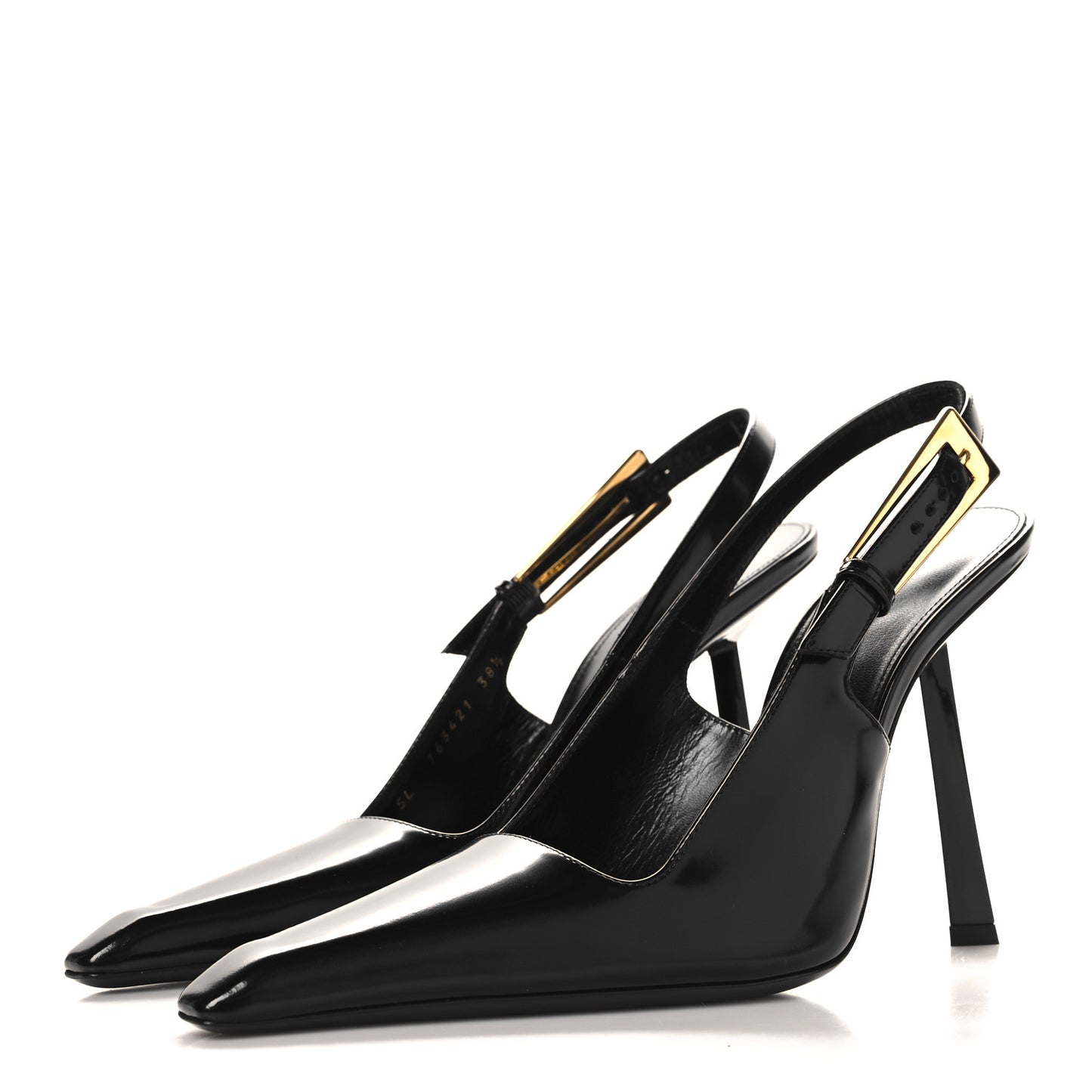 Glazed Calfskin Lee Slingback Pumps 38.5 Black