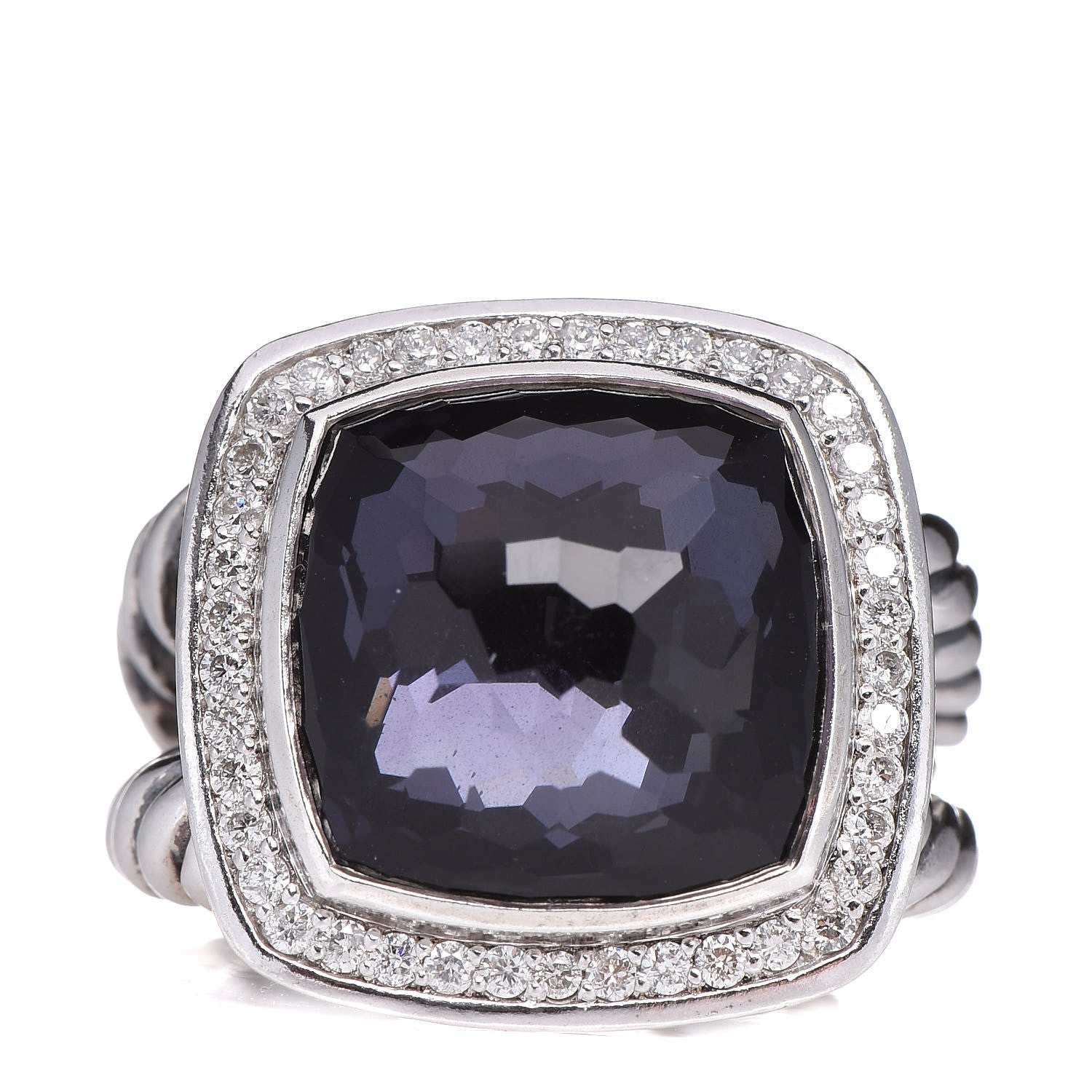 David Yurman Sterling Silver Diamond Black Orchid 14mm Albion Ring 54 7 1 of 5