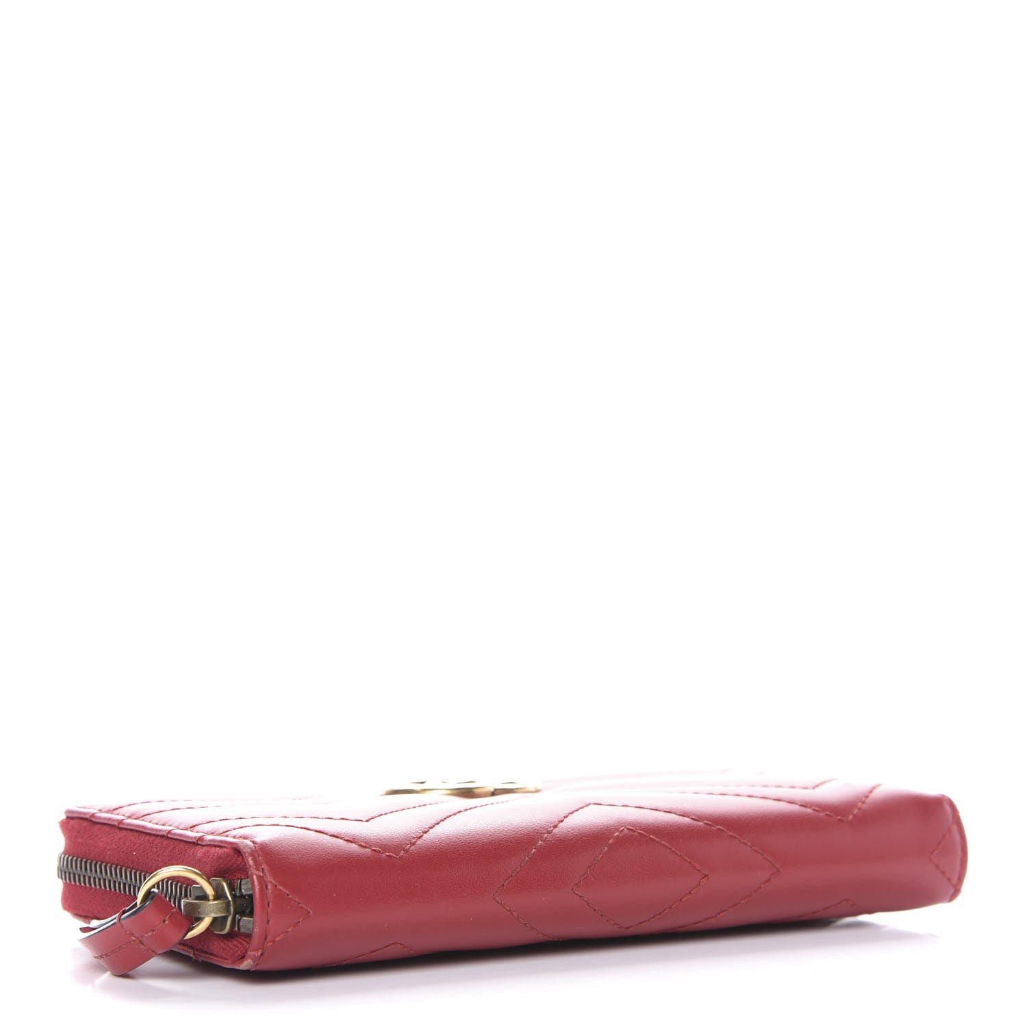 Gucci Calfskin Matelasse GG Marmont Zip Around Wallet Hibiscus Red 4 of 12