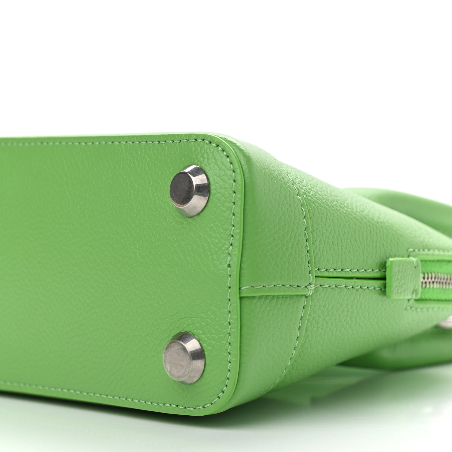 Grained Calfskin XXS Ville Top Handle Bag Light Green Fuchsia