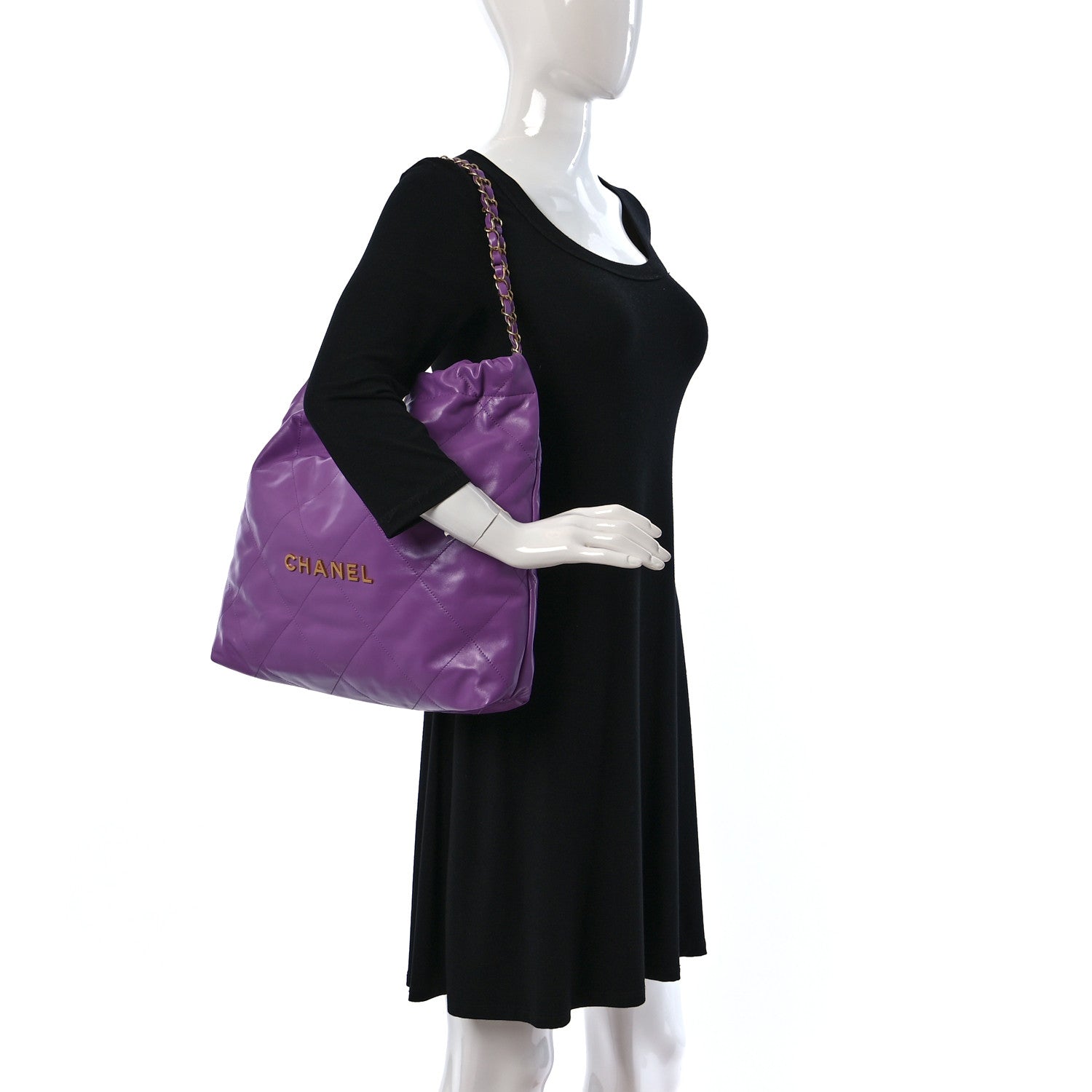Chanel Shiny Calfskin Quilted Chanel 22 Purple 2 of 10