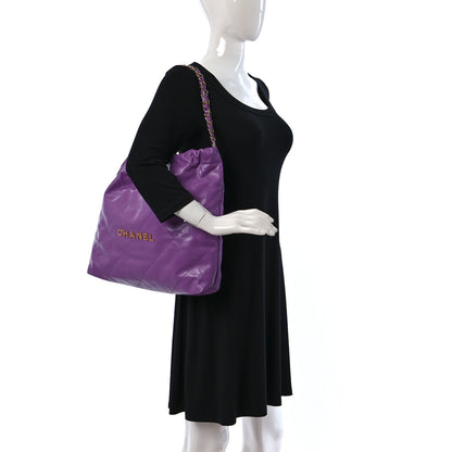 Chanel Shiny Calfskin Quilted Chanel 22 Purple 2 of 10