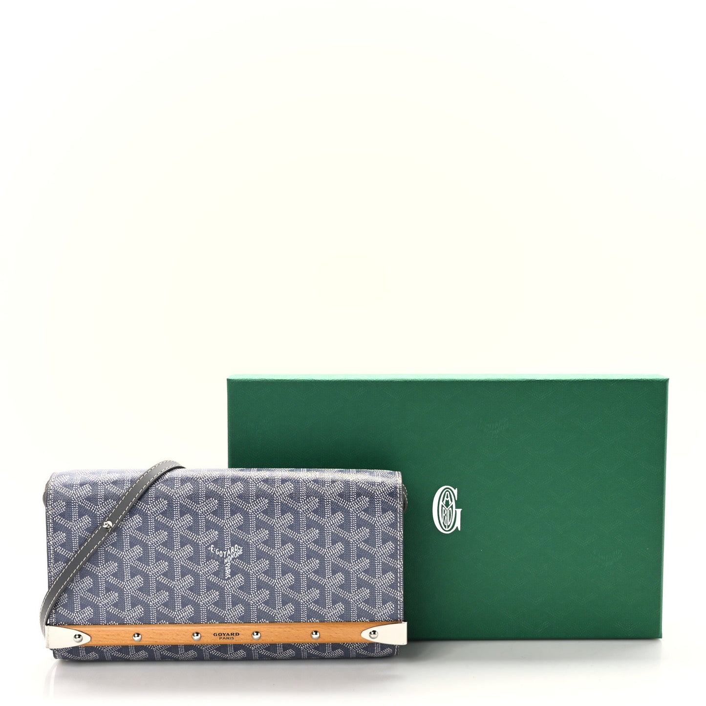 Goyardine Monte Carlo Bois Clutch With Strap Gray