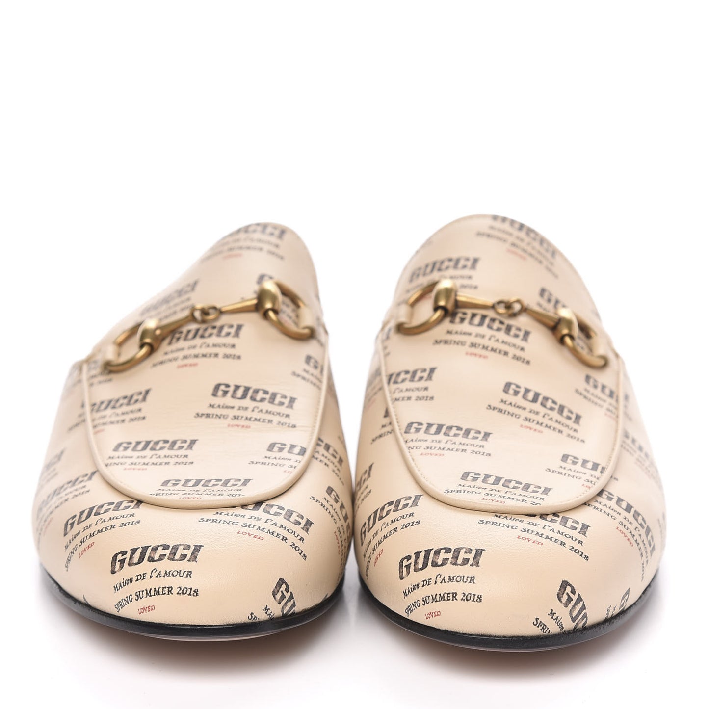 Calfskin Stamp Print Womens Princetown Slippers 37 Soy Black