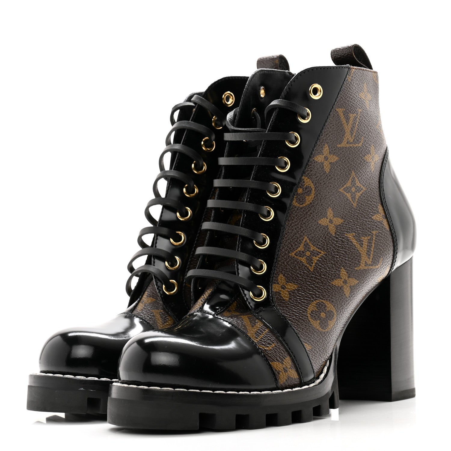Louis Vuitton Patent Calfskin Monogram Star Trail Ankle Boots 39 Black 3 of 10