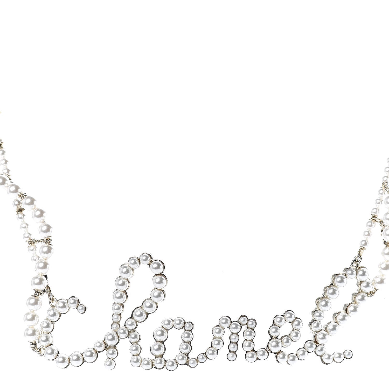 Chanel Metal Glass Swirling Pearls Necklace Gold 1 of 5