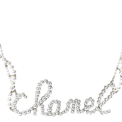 Chanel Metal Glass Swirling Pearls Necklace Gold 1 of 5