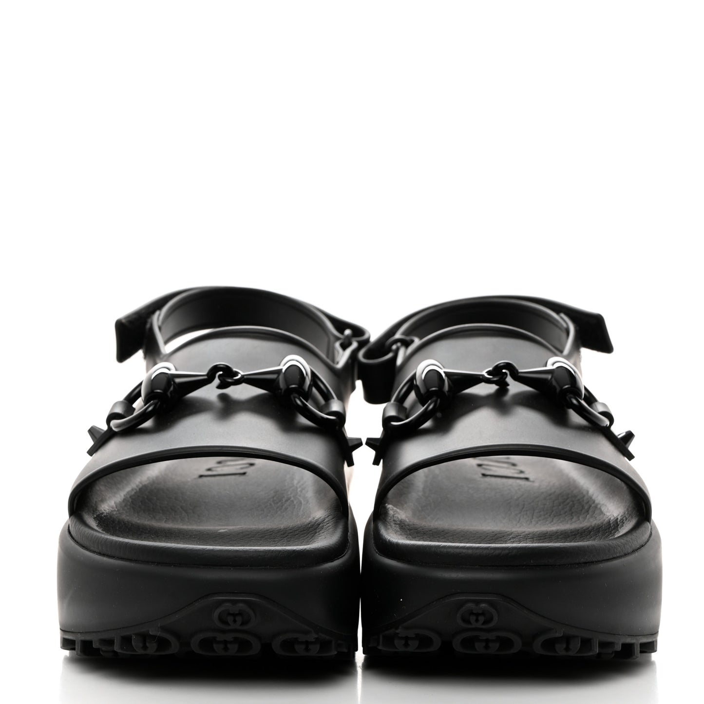 Soft Rubber Horsebit Touch Womens Strapped Sandals 40 Black