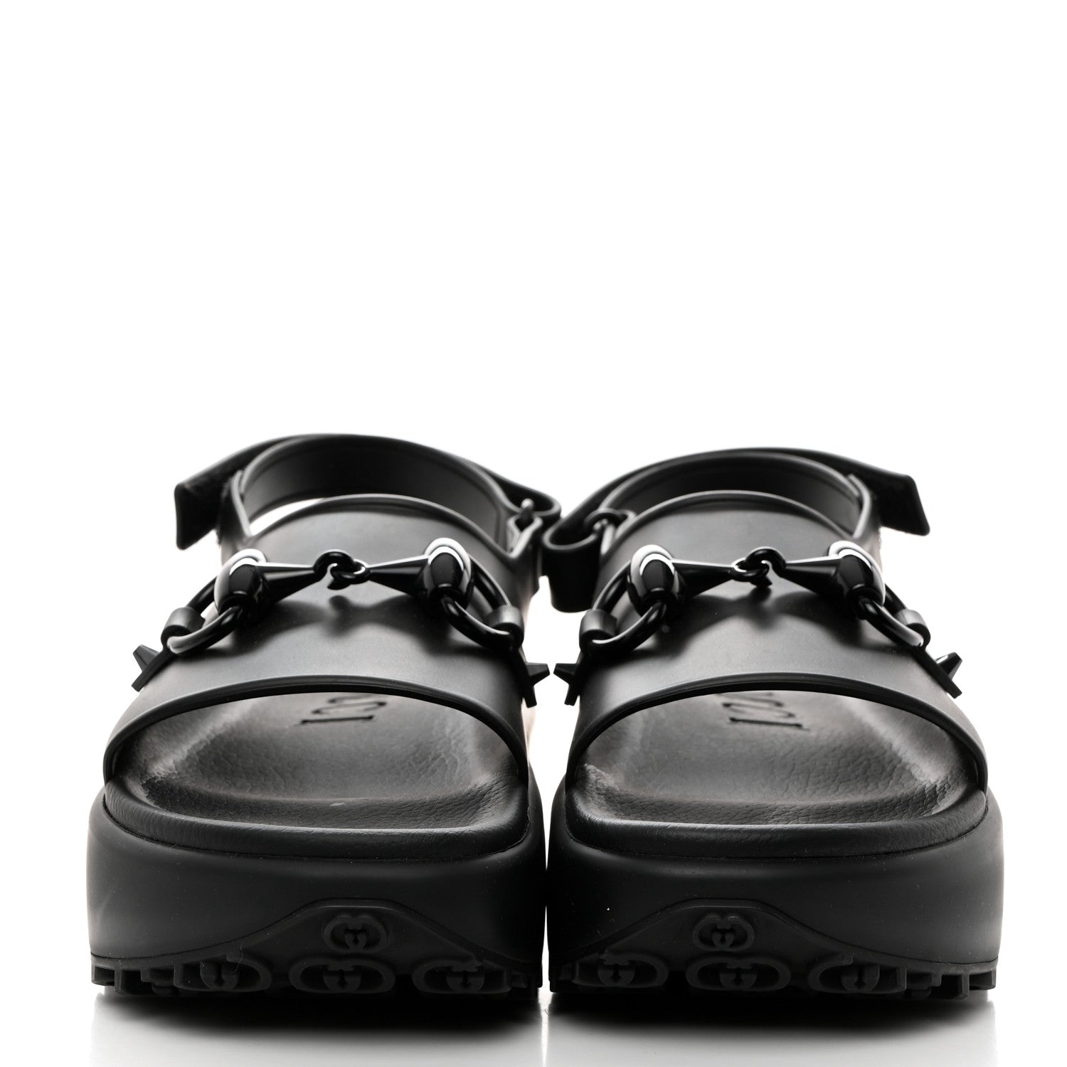 Gucci Soft Rubber Horsebit Touch Womens Strapped Sandals 40 Black 2 of 9