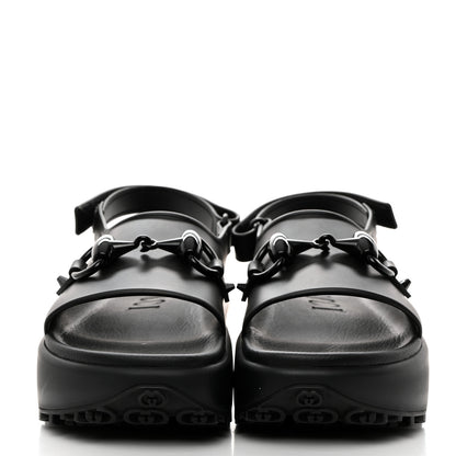 Gucci Soft Rubber Horsebit Touch Womens Strapped Sandals 40 Black 2 of 9