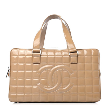 Chanel Patent Quilted Chocolate Bar Bowler Beige 1 of 5