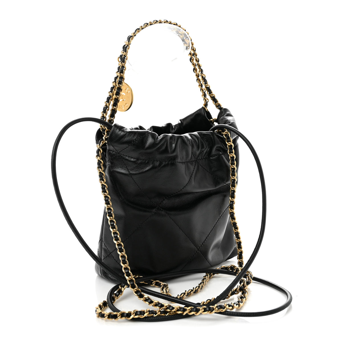 Shiny Calfskin Quilted Mini Chanel 22 Black
