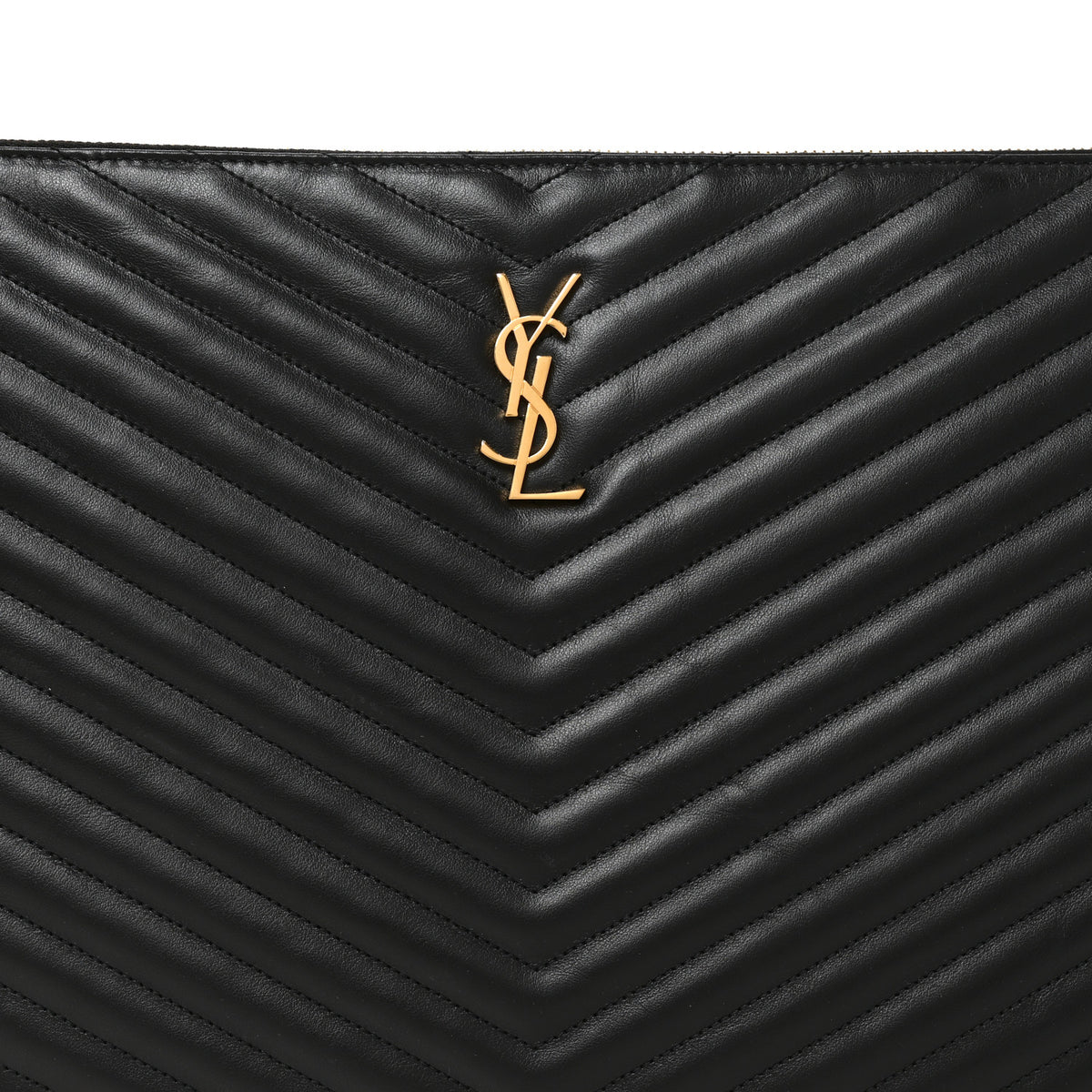 Saint Laurent Calfskin Matelasse Chevron Monogram Document Holder Black 8 of 10