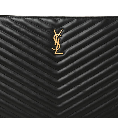 Saint Laurent Calfskin Matelasse Chevron Monogram Document Holder Black 8 of 10