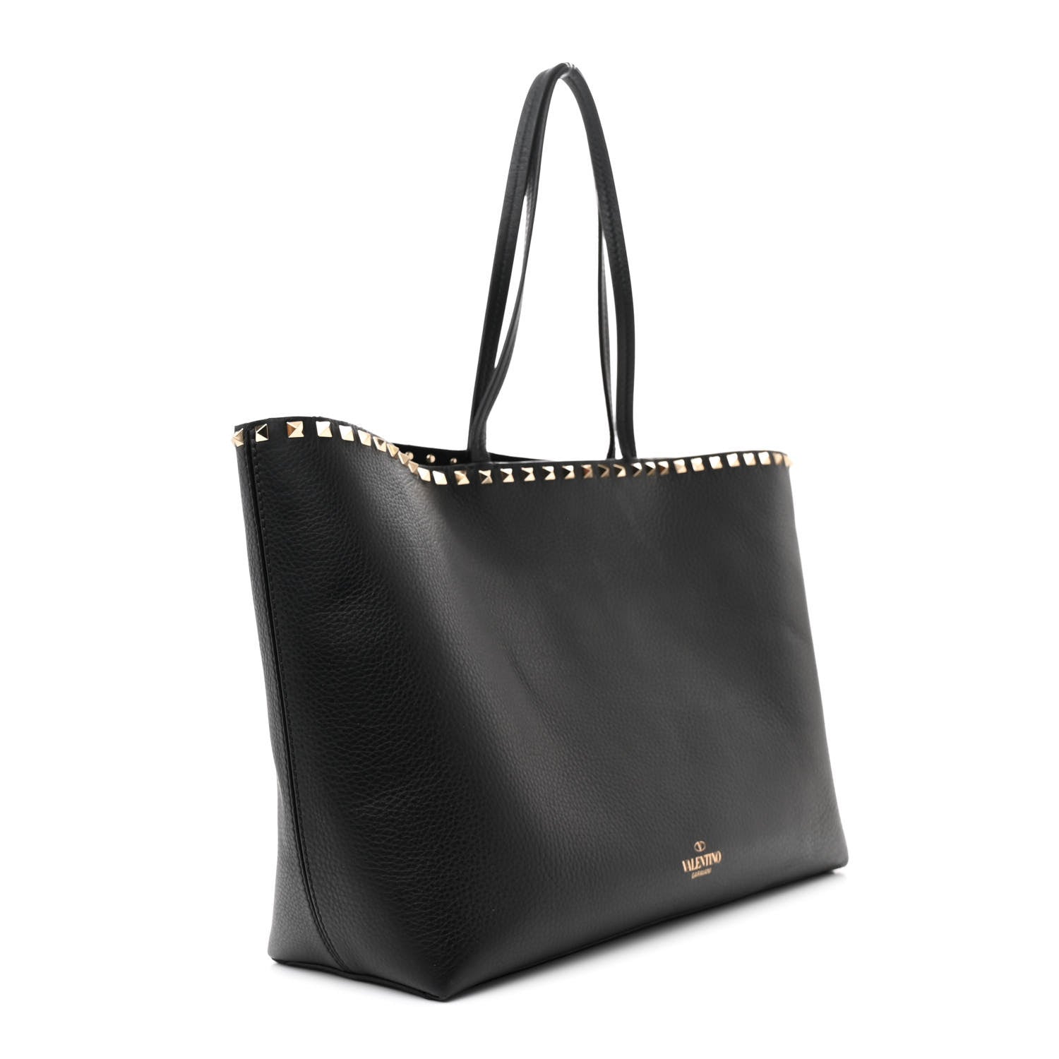 Valentino Garavani Grained Calfskin Rockstud Shoulder Tote Black 2 of 10
