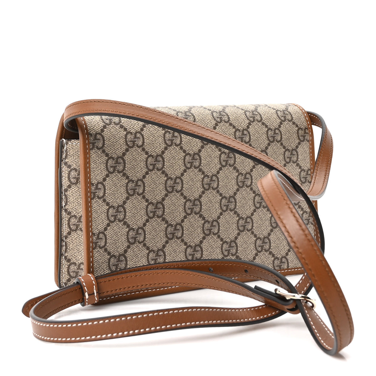 GG Emblem Monogram Wallet With Strap Beige Brown