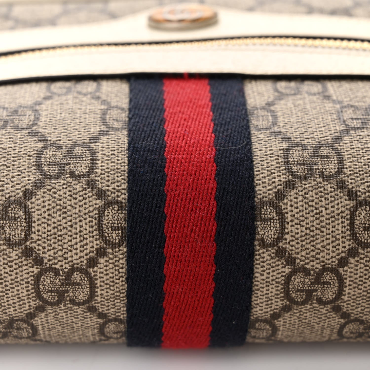 Gucci GG Supreme Monogram Textured Calfskin Web Mini Ophidia Shoulder Bag Beige Ebony Mystic White 12 of 12