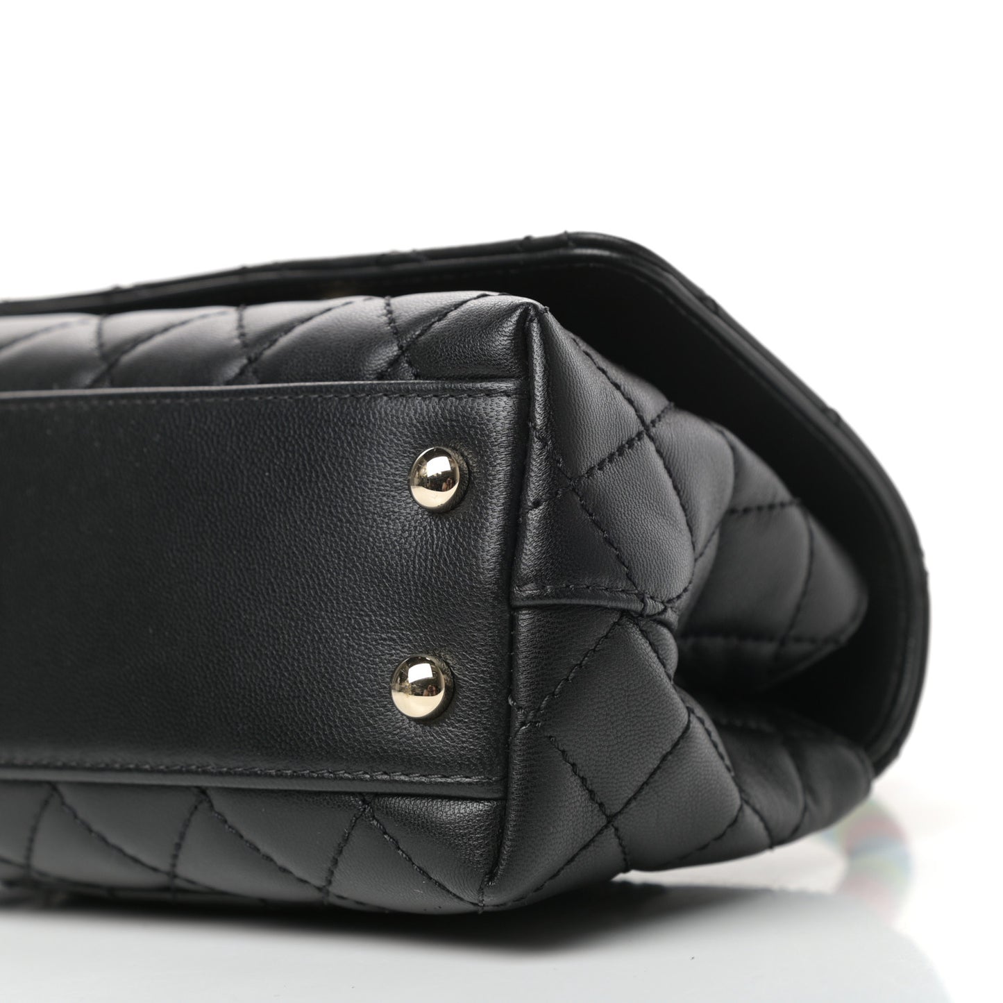 Goatskin Quilted Rainbow Extra Mini Coco Handle Flap Black