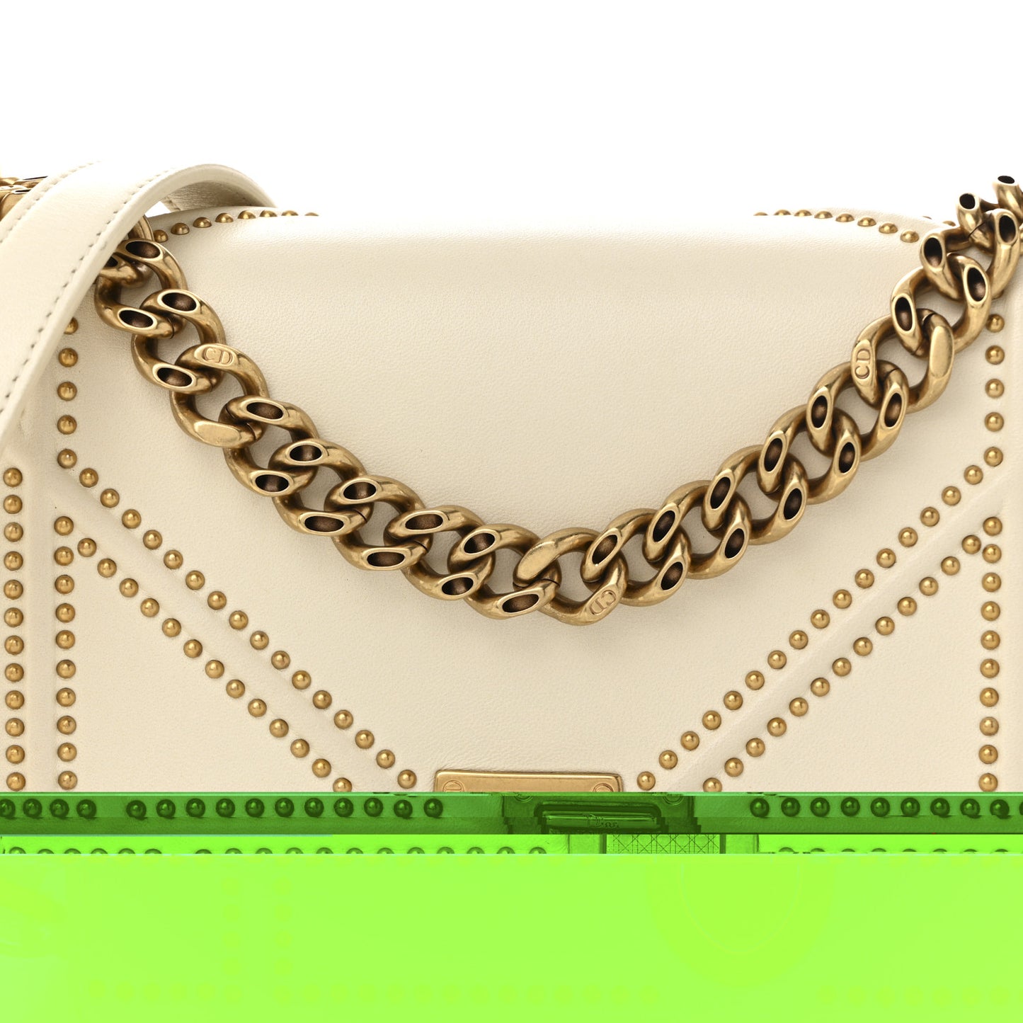 Lambskin Studded Small Diorama Flap Bag Latte