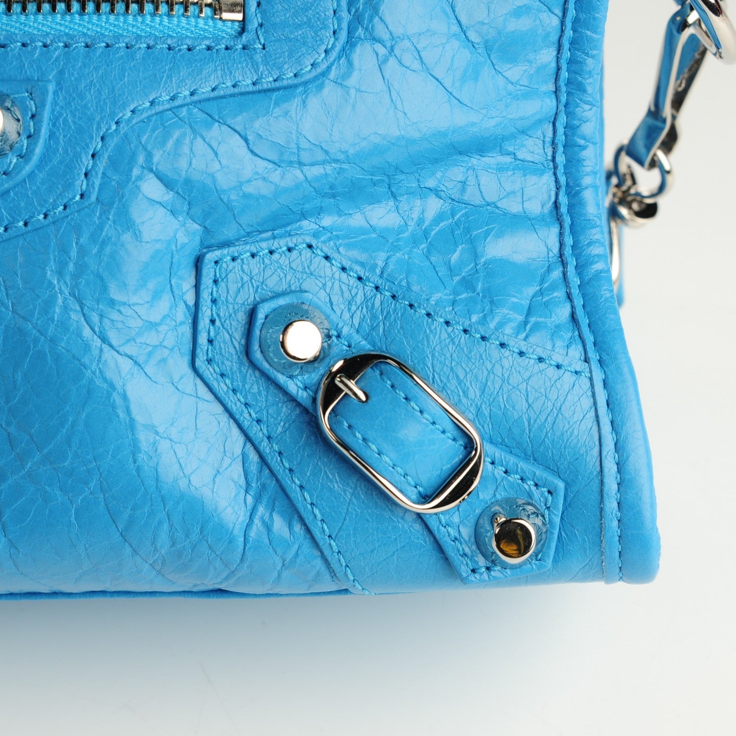 Balenciaga Agneau Classic Silver Hardware Mini City Bleu Azur Clair 7 of 10