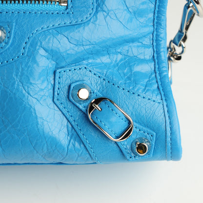 Balenciaga Agneau Classic Silver Hardware Mini City Bleu Azur Clair 7 of 10