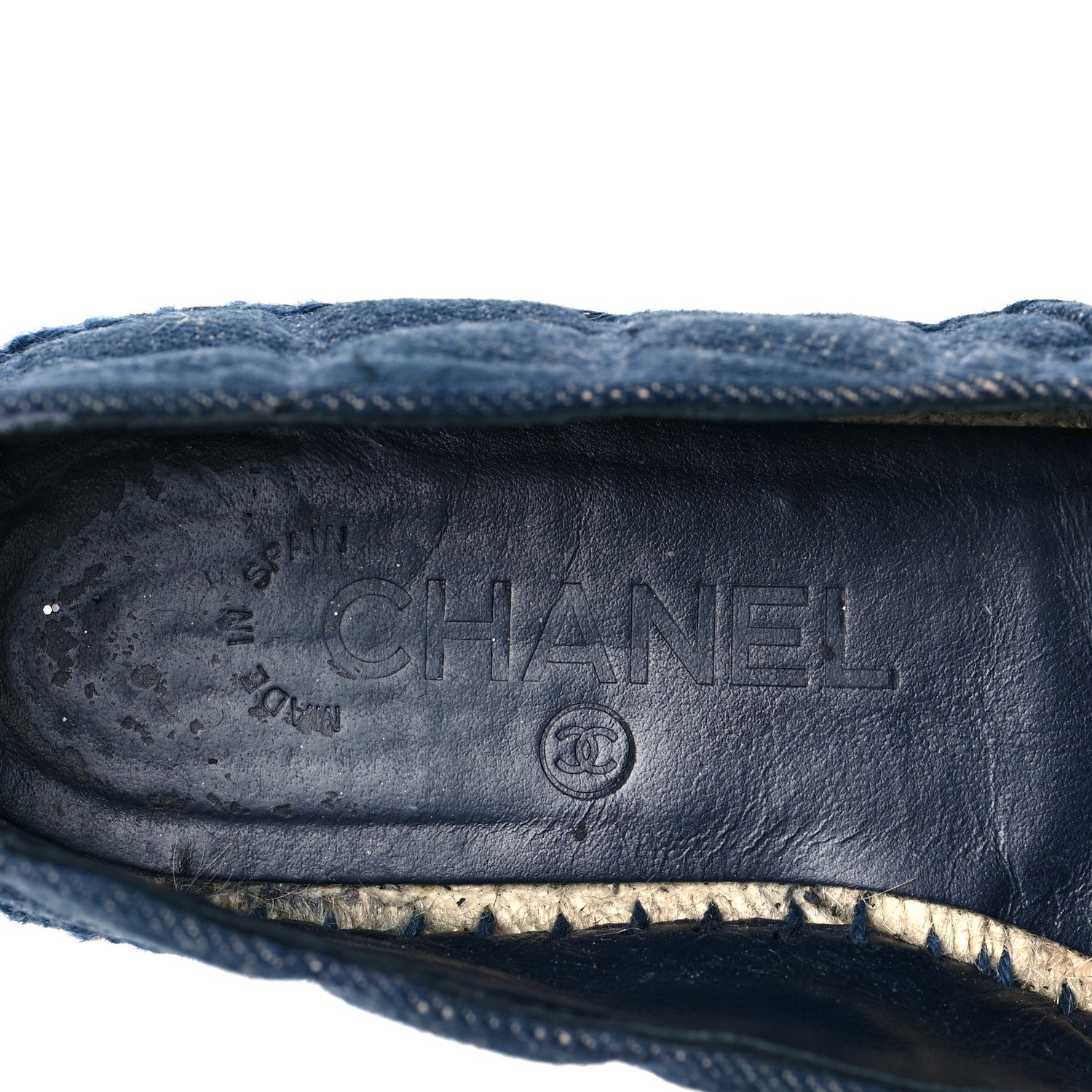 Chanel Denim Toile Embossed CC Espadrilles 38 Navy Black 8 of 8