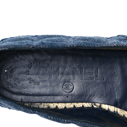 Chanel Denim Toile Embossed CC Espadrilles 38 Navy Black 8 of 8