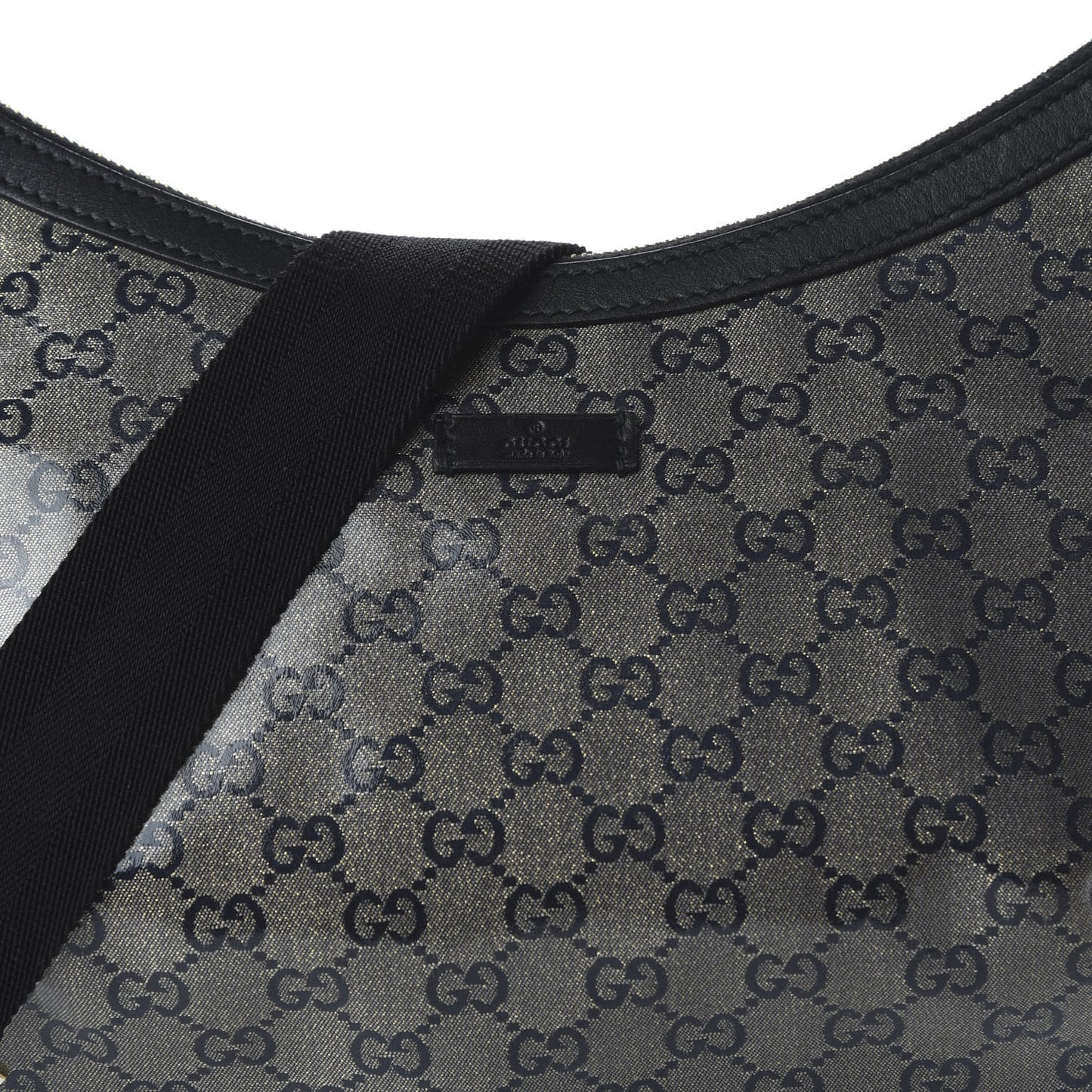 Crystal Monogram Medium Half Moon Hobo Black