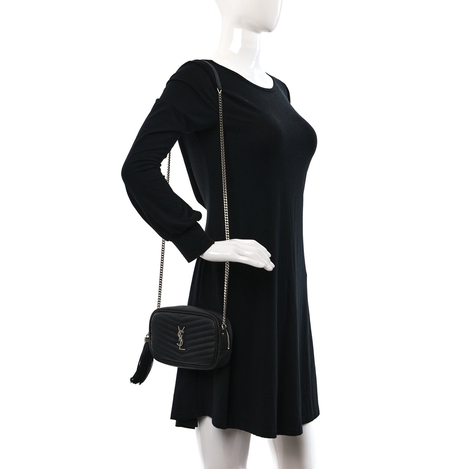 Saint Laurent Grain De Poudre Matelasse Monogram Mini Lou Camera Bag Black 2 of 10