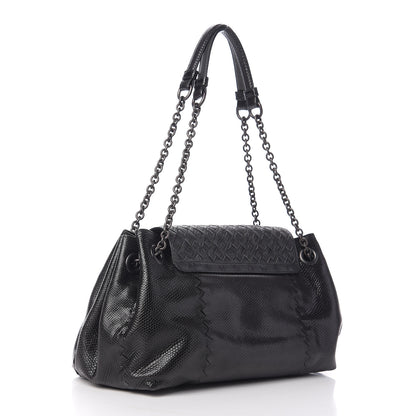 Bottega Veneta Vesuvio Karung Nappa Intrecciato Cravatteria Small Flap Shoulder Bag Black 2 of 9