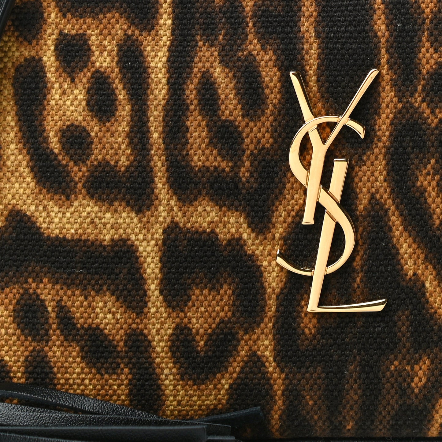 Canvas Calfskin Leopard Print Monogram Mini Lou Camera Bag Brown