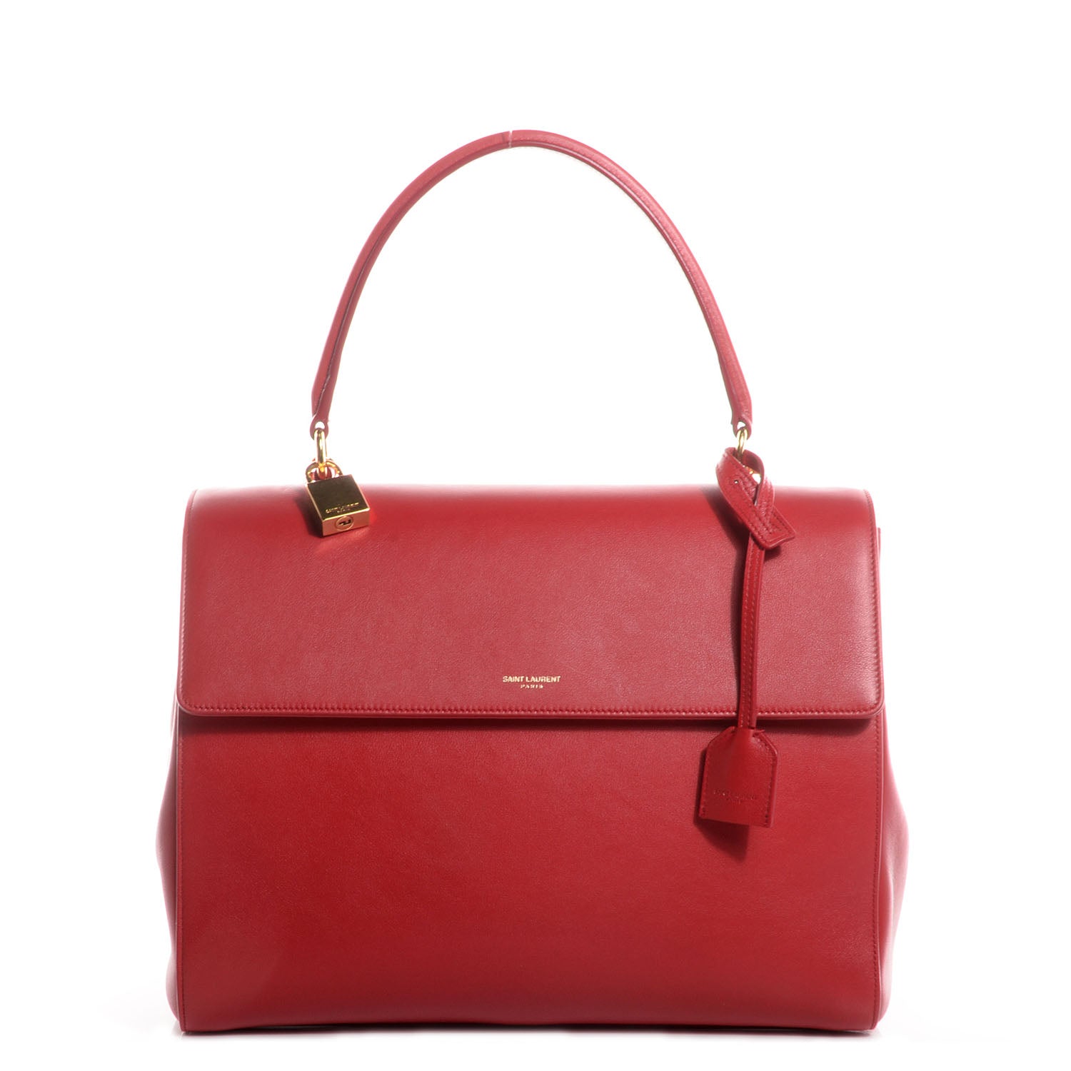 Saint Laurent Leather Medium Moujik Top Handle Bag Lipstick Red 1 of 8