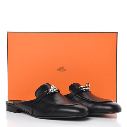 Hermes Goatskin Oz Mules 38.5 Black 8 of 8