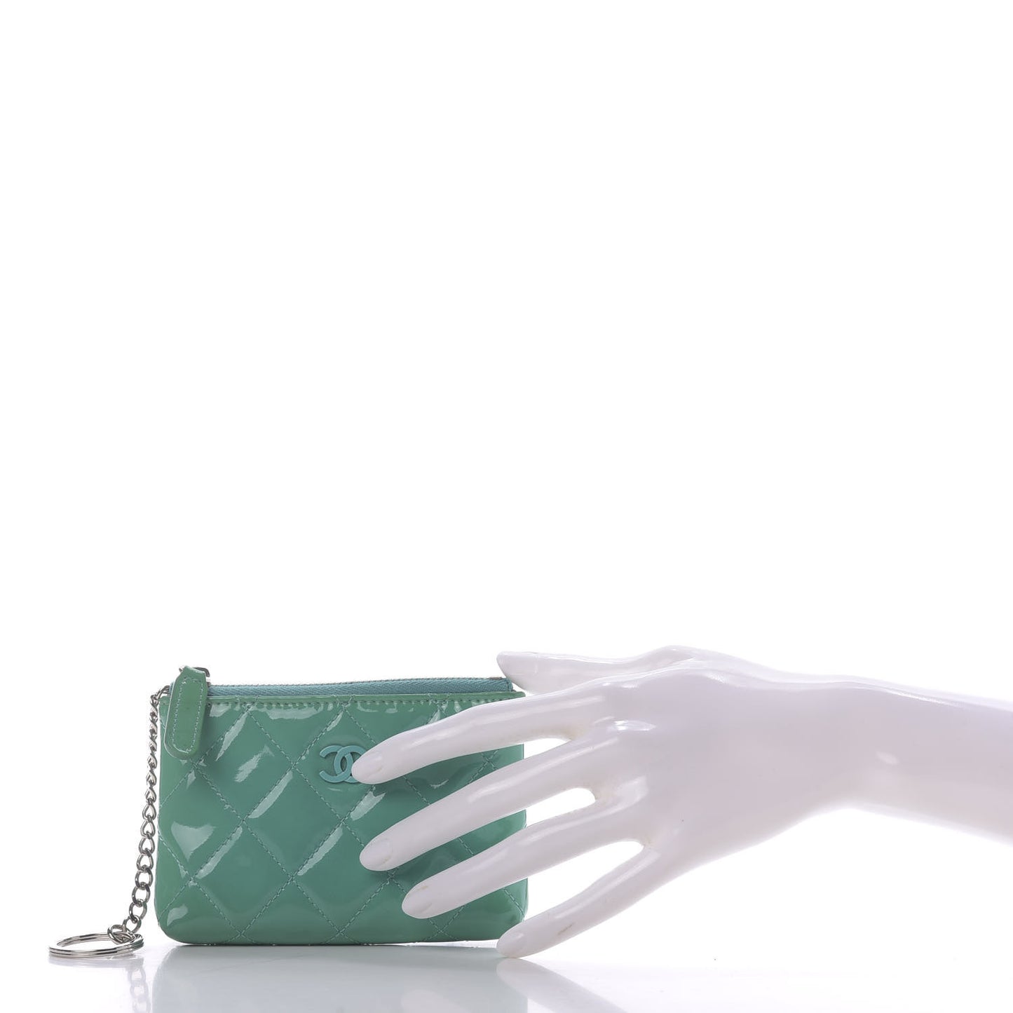 Patent Quilted Key Holder Case Green