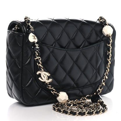 Chanel Lambskin Resin Quilted Mini Heart Square Flap Black 2 of 11