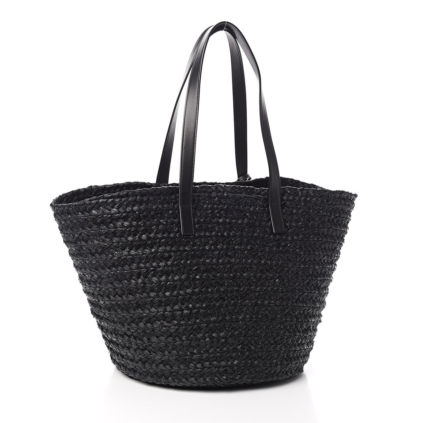 Raffia Medium Panier Bag Black