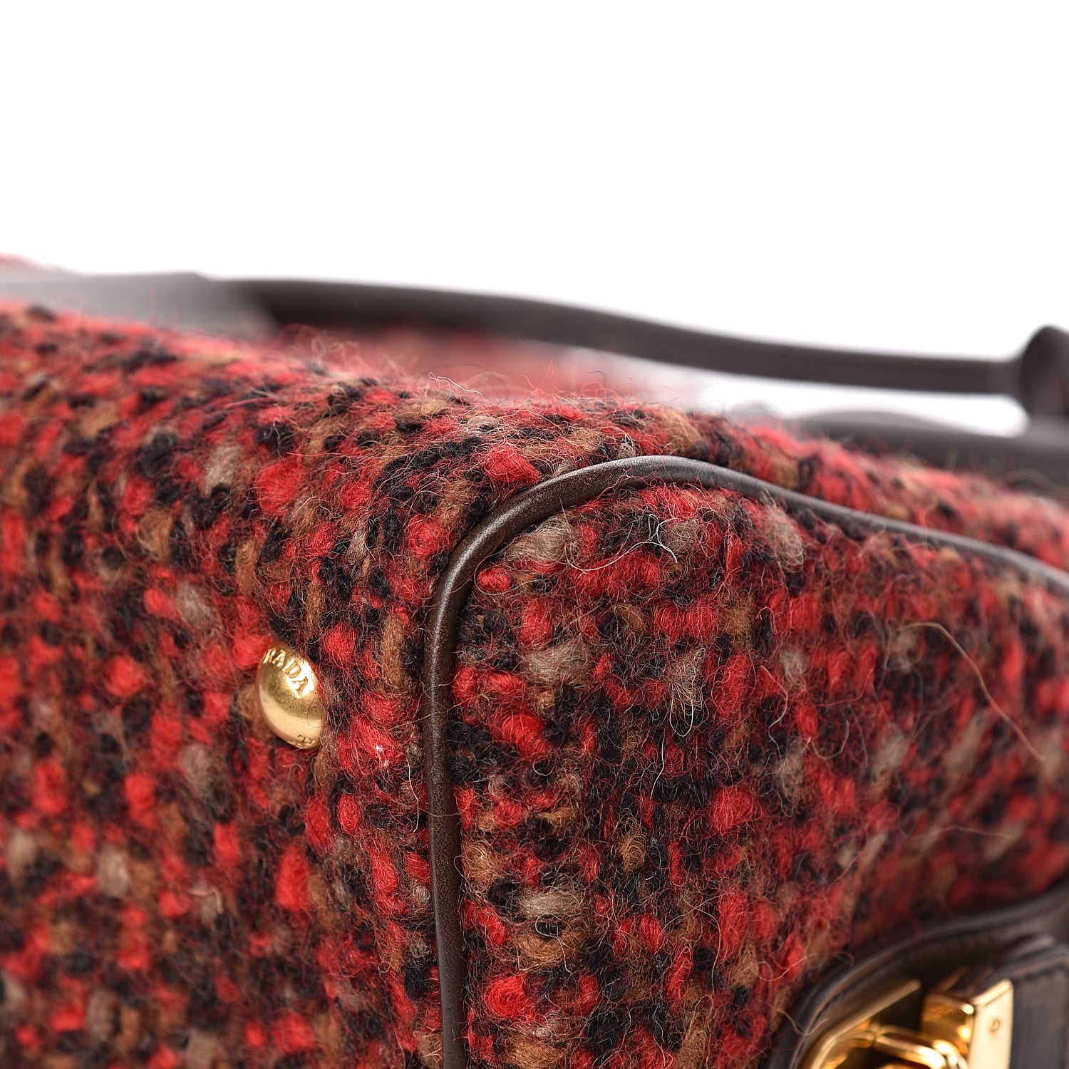 Prada Tessuto Tweed Vitello Bowling Bag Lacca Knicker 16 of 17