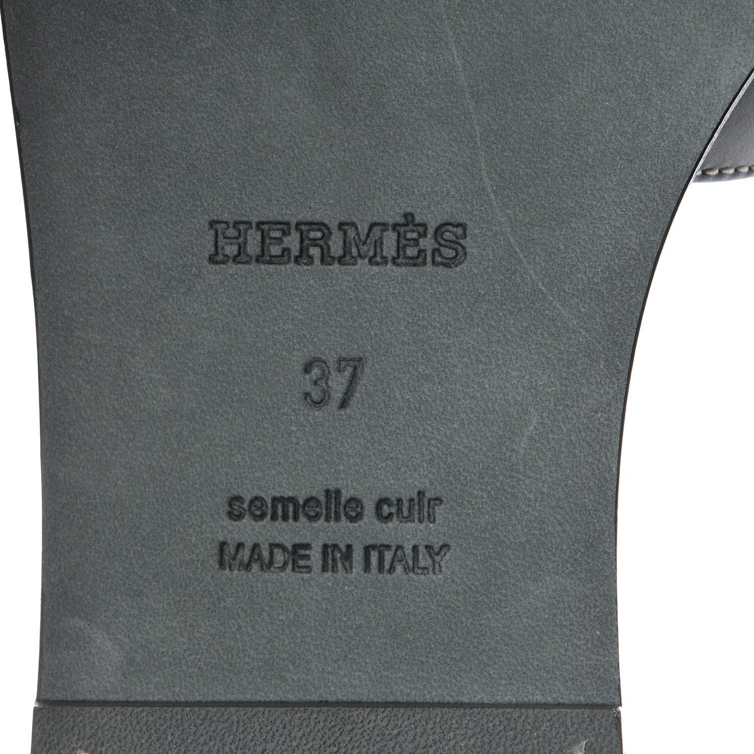 Hermes Box Calfskin Oran Sandals 37 Black 6 of 17