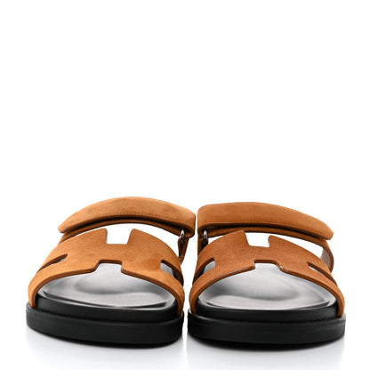 Hermes Suede Goatskin Womens Chypre Sandals 36.5 Naturel 2 of 9