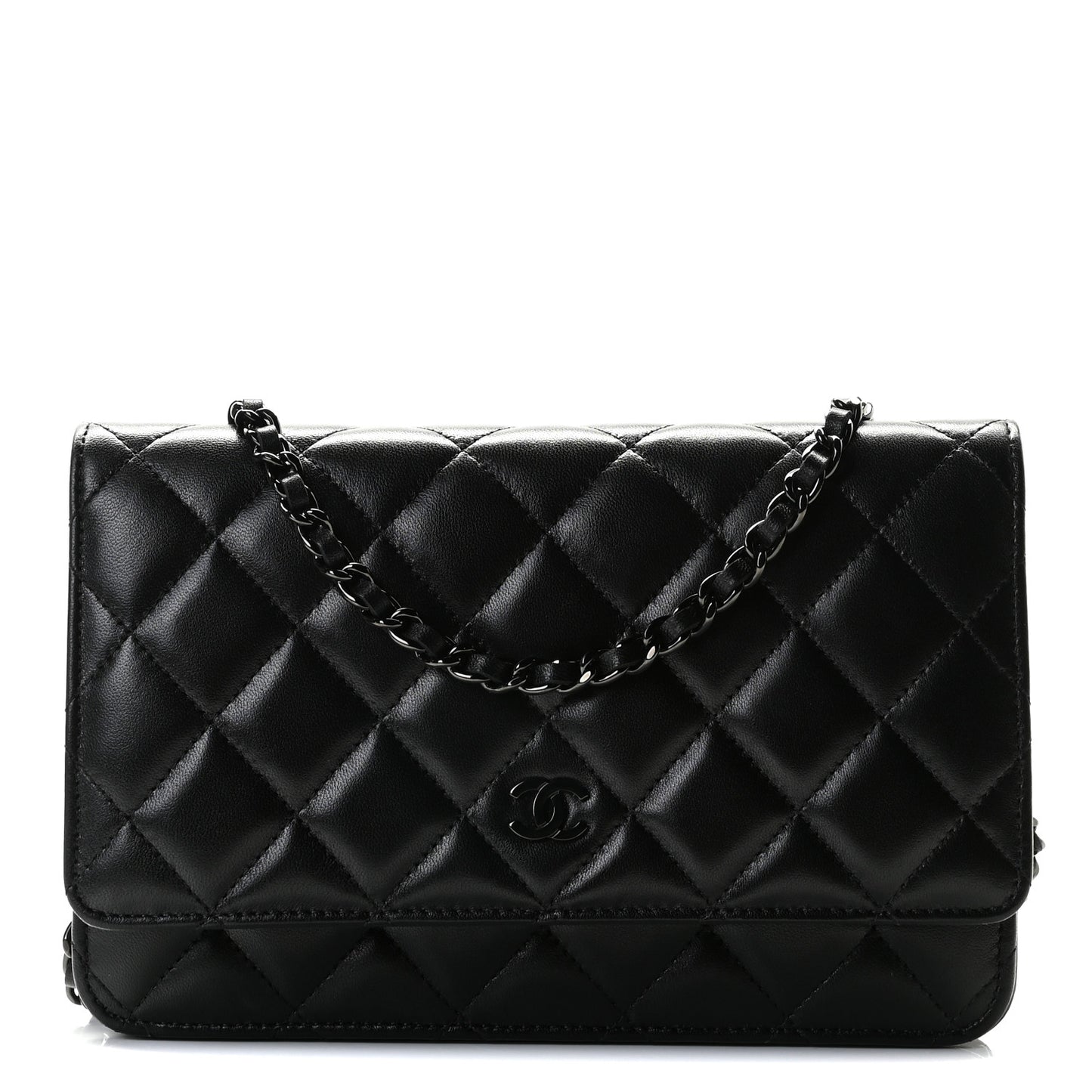 Lambskin Quilted Wallet On Chain WOC So Black