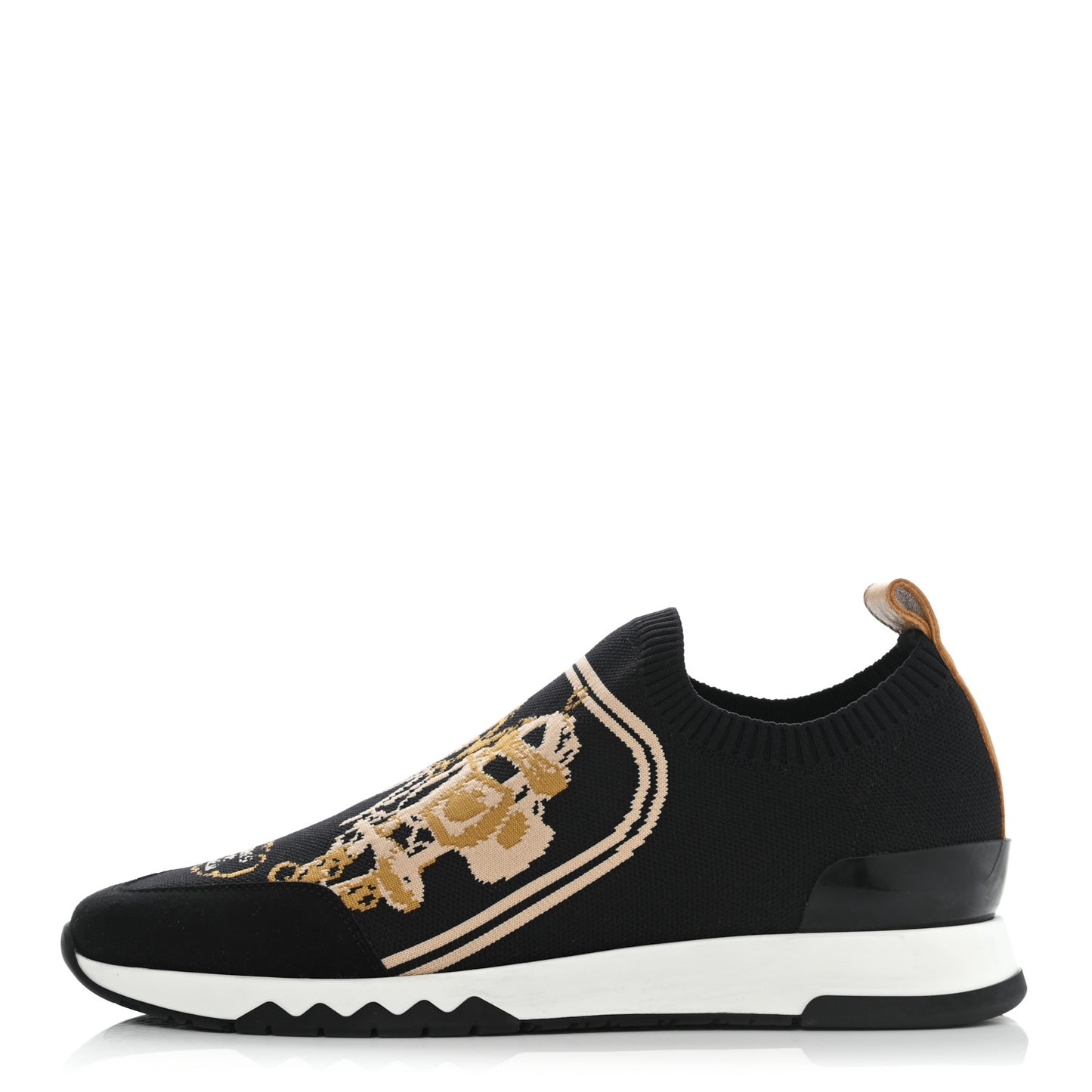 Knit Goatskin Womens Bow Sneakers 36 Black